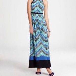 Ann Taylor chevron blue and green maxi 6 petite